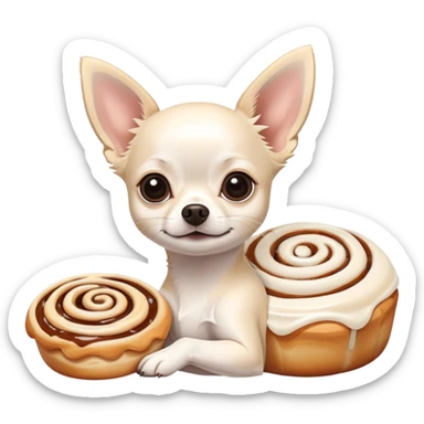 Chihuahua white and cinnamon roll  sticker