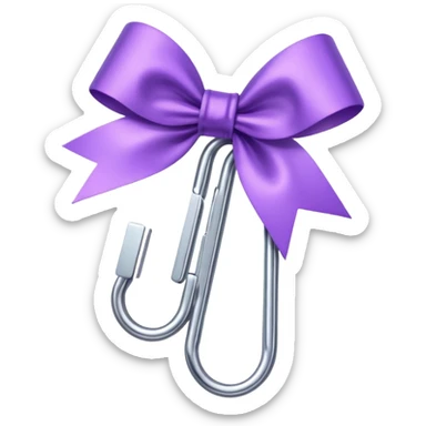 one silver paper clip with a purple bow in the middle sticker