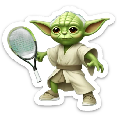 Yoda playing padel tennis sticker