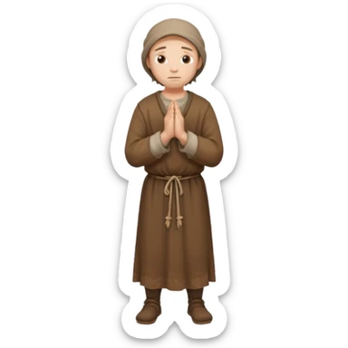 medieval peasant standing and praying full body sticker