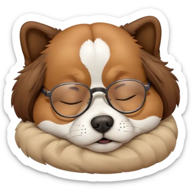 Dog sleeping with glasses  sticker
