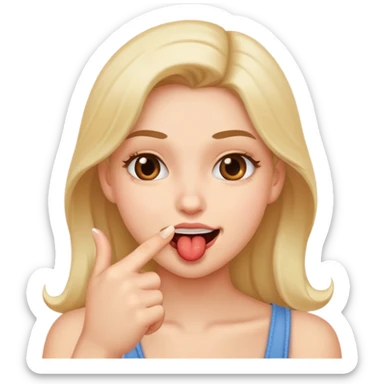 a flirty face biting finger  sticker