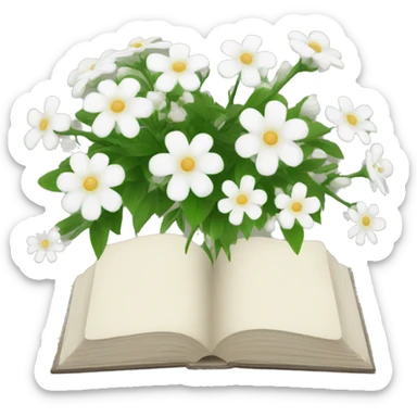 book with white flowers sticker