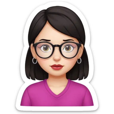 sarah babygirl dark hair and glasses with nose piercing sticker