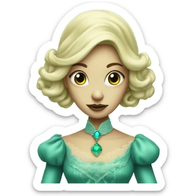 "green blonde alien woman"  in cyan
 Victorian dress elegant, full body sticker