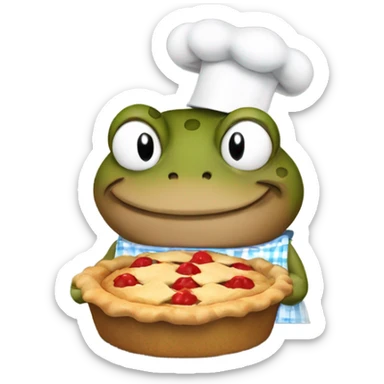 Toad baking a pie wearing an apron sticker