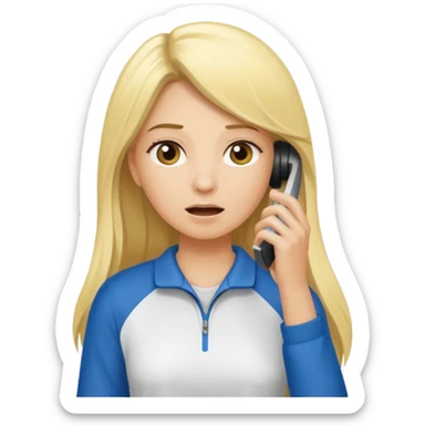 blonde cartoon girl long hair sports coach calling for a time out sticker