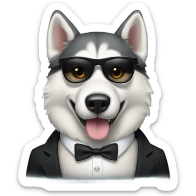 husky wearing a tux and sun glasses  sticker