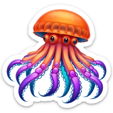Neon glowing jellyfish-crab-squi sticker