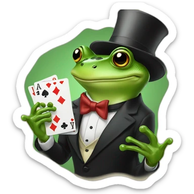 frog wearing tuxedo playing poker  sticker