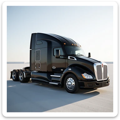 2025 Kenworth T680 semi truck, black, side view, realistic style sticker
