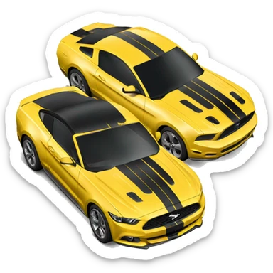 Yellow ford mustang gt with black stripes  sticker