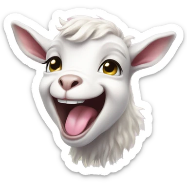 Pastel rainbow baby goat who is laughing  sticker