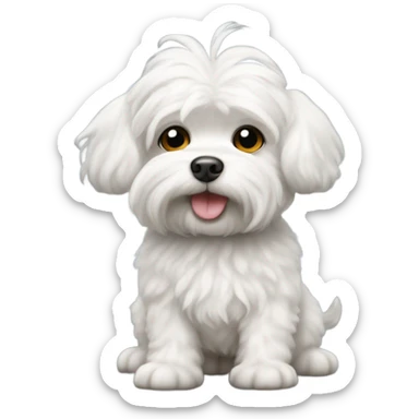 A white maltese dog, curly tiny dog with stubby legs sticker