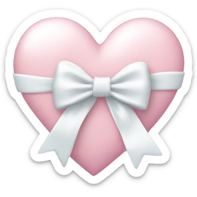 Pastel pink heart with white bow sticker