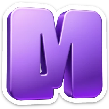 3D text that spells "me" in a shiny purple font  sticker