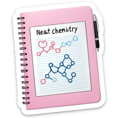 open baby pink note book with neat chemistry notes sticker