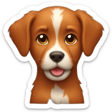 A brown furry dog and a full red cat sitting sticker