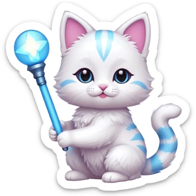 chibi cute cat holding a light stick sticker