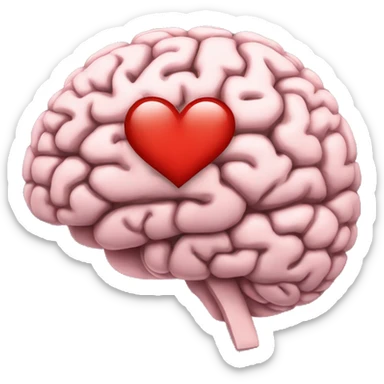 Brain with heart sticker