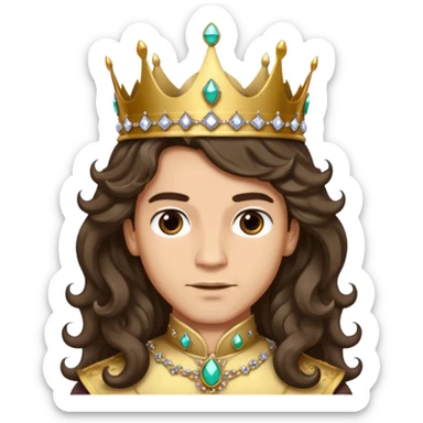 Princes with long glam curled hair, dark brown eyes, light skin tone.  sticker