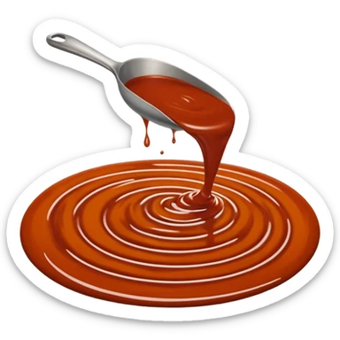 swirl or puddle of enchilada sauce, rich reddish-brown, smooth thick texture, glossy and velvety, gentle ripples, deep earthy red, no dish or extra items, no faces, clean 3D, soft shadows, transparent background, emoji scale sticker