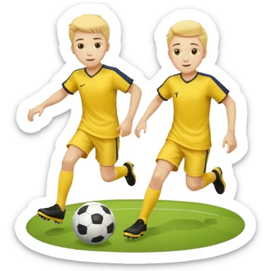 boys play soccer in yellow dress, yellow shrits, yellgow socks sticker