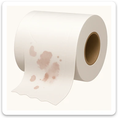 Used toilet paper with less blood, subtle blood stains, in the style of emoji (apple style emojis). The blood should be discreet and minimal, preserving the emoji style. sticker