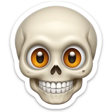 cartoon skull with big eyes and a wide grin sticker