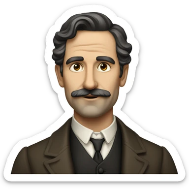 European 40 years old writer of the early 20th century, with dark hair sticker