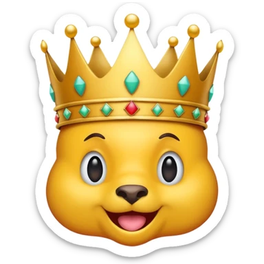 quirky hyperactive animal emoji blending Italian and Indonesian elements, crown, manic over-the-top expression sticker