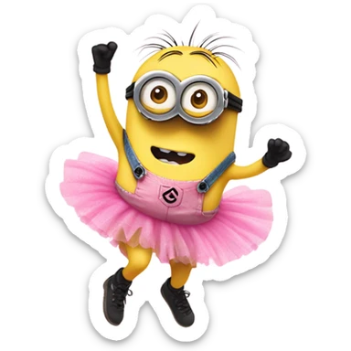 Minions dancing in pink tutus  sticker