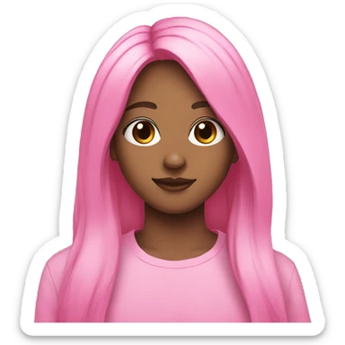 Black long hair pink shirt nose ring sticker