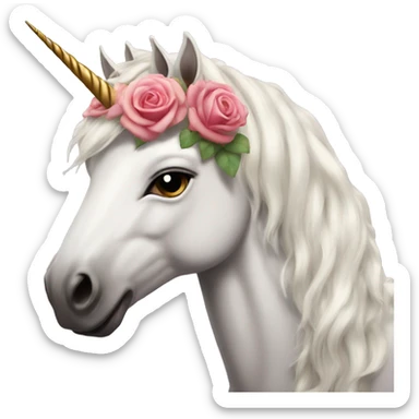 Realistic unicorn with roses in its mane sticker