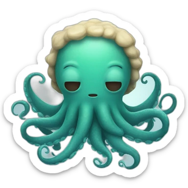 cute kraken with closed eyes sticker