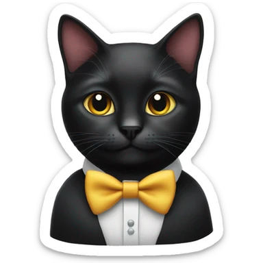 black cat wearing bow tie sticker