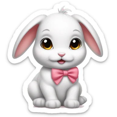 Baby bunny with coquette bow on ear sticker