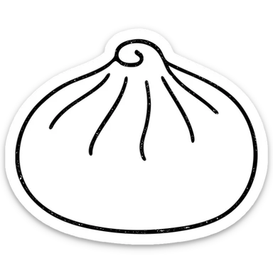 outlined icon of a banh bao (Vietnamese steamed bun), no fill, hand-drawn look sticker