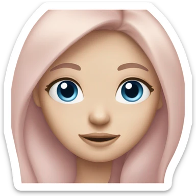 girl with long brunette hair blue eyes and pale pink skin sticker