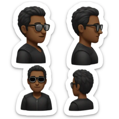 hombre con gafas negras canchera y pelo oscuro sticker