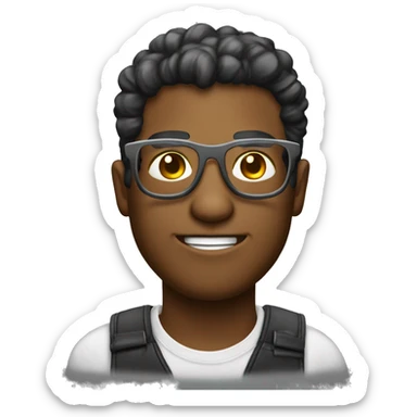 Diseñador digital con lentes y cabello risado  sticker