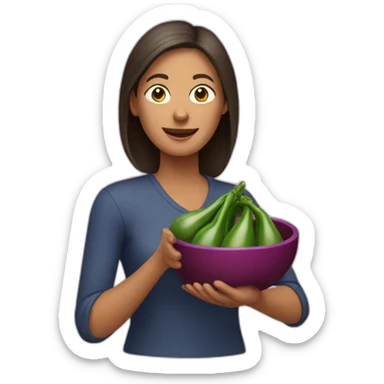 Mom holding brinjal in her hands sticker