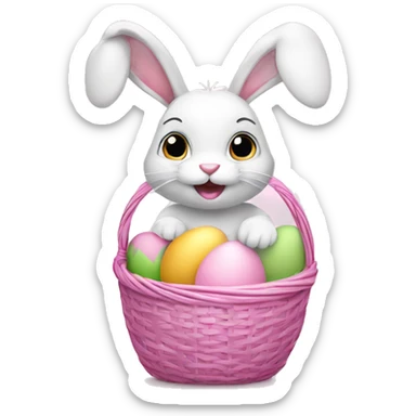 easter bunny with egg light pink basket sticker