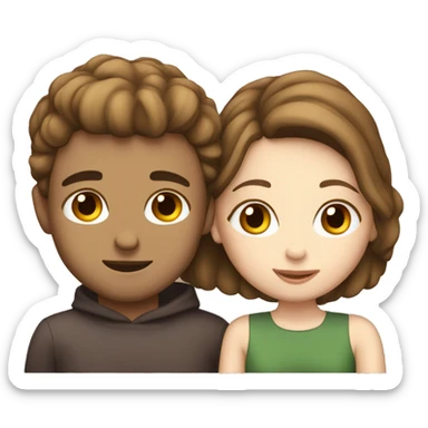 Young white skinned brown hair couple kissing  sticker