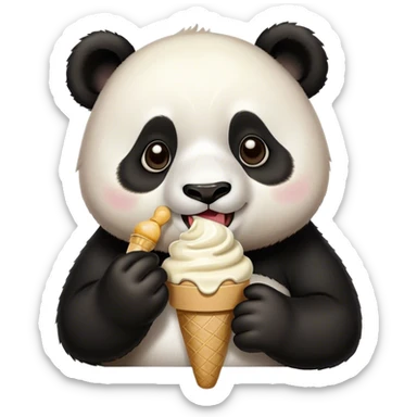 Panda eating ice cream sticker