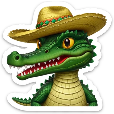 caiman con sombrero que no se ea infantil sino imponente sticker