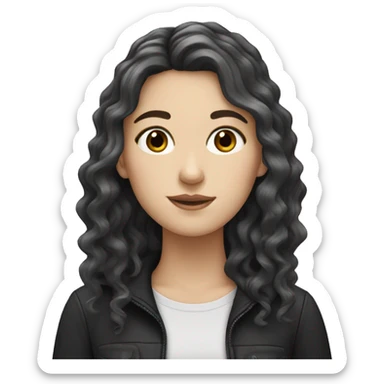 White girl with black wavy hair - uni student  sticker