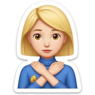 make a girl emoji crossing hands around neck sticker