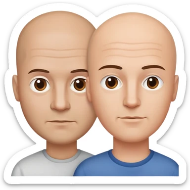 Two men both white. one has a bald head, one has brown hair sticker