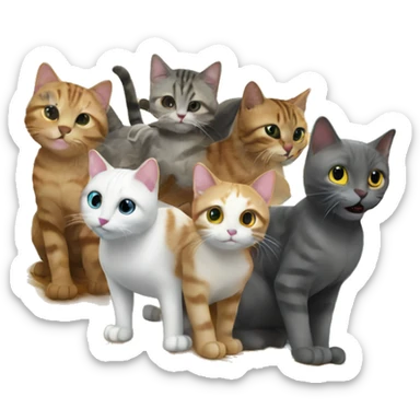 cat surfing with friends  sticker